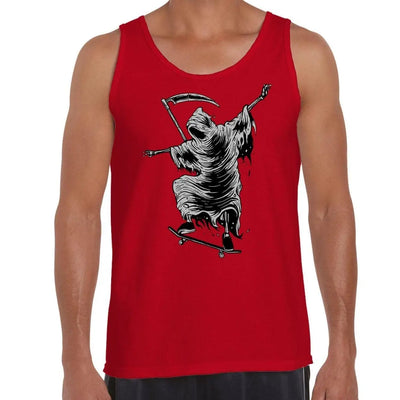 Grim Reaper Skateboarder Men's Tank Vest Top L / Red