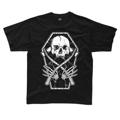 Grim Reaper Skeleton In A Coffin kids Children's T-Shirt 7-8