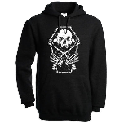 Grim Reaper Skeleton In A Coffin Pouch Pocket Hoodie M