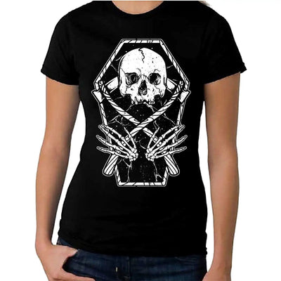 Grim Reaper Skeleton In A Coffin Women's T-Shirt M