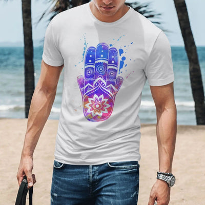 Hamsa Hand of Fatima Colour Splash Large Print Men's T-Shirt
