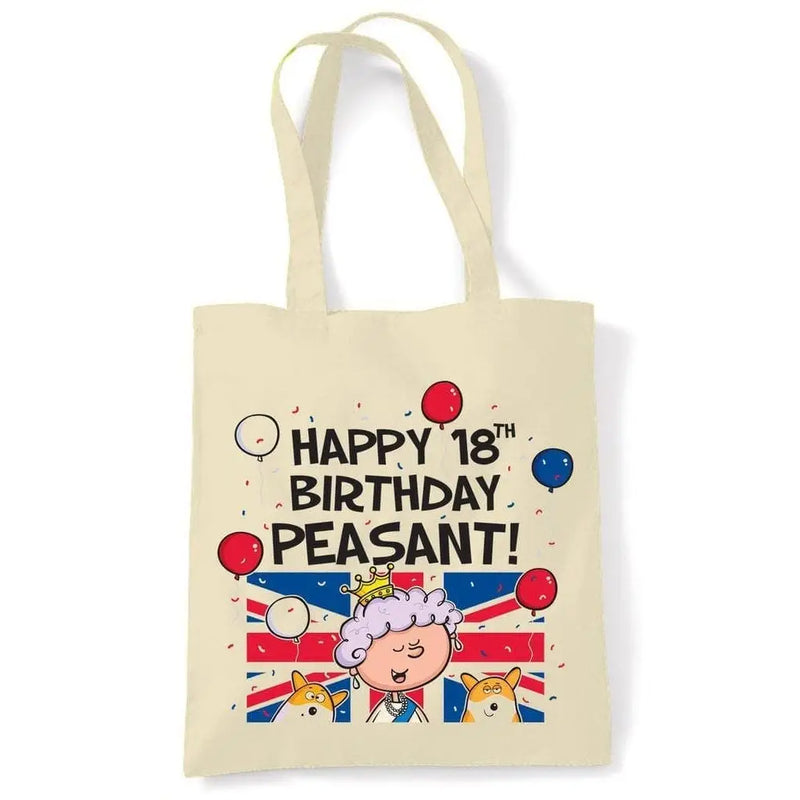 Happy 18th Birthday Peasant Cotton Shoulder Shopping Bag