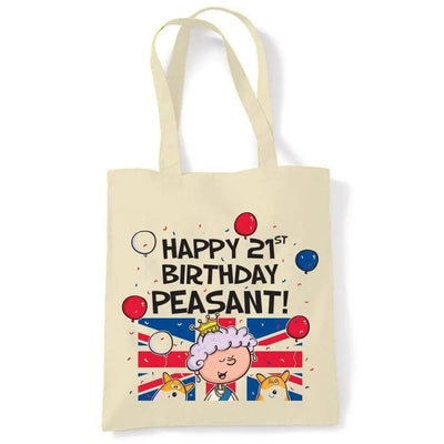 Happy 21st Birthday Peasant Cotton Shoulder Shopping Bag