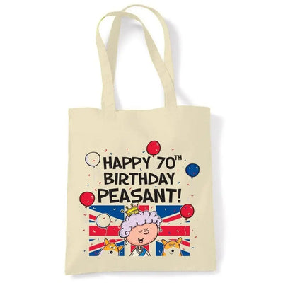 Happy 70th Birthday Peasant Cotton Shoulder Shopping Bag