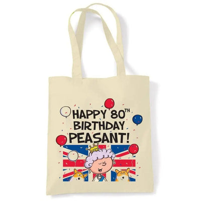 Happy 80th Birthday Peasant Cotton Shoulder Shopping Bag