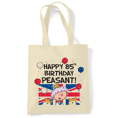 Happy 85th Birthday Peasant Cotton Shoulder Shopping Bag