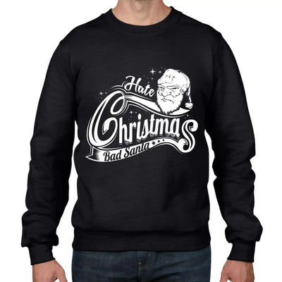Hate Christmas Bad Santa Claus Bah Humbug Men's Sweater \ Jumper XXL