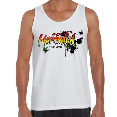 Herbalist Cannabis Men's Tank Vest Top L / White