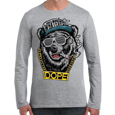 Hip Hop Dope Bear Long Sleeve T-Shirt S / Light Grey