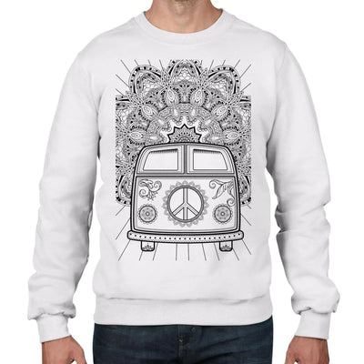 Hippie Bus Campervan Bohemian Men's Sweatshirt Jumper S / White
