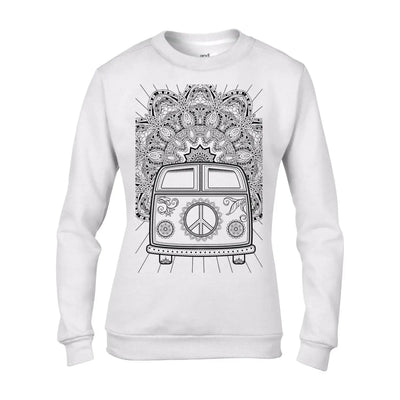 Hippie Bus Campervan Bohemian Women's Sweatshirt Jumper XXL / White