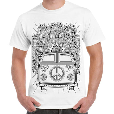 Hippie Van VW Camper Large Print Men's T-Shirt L / White
