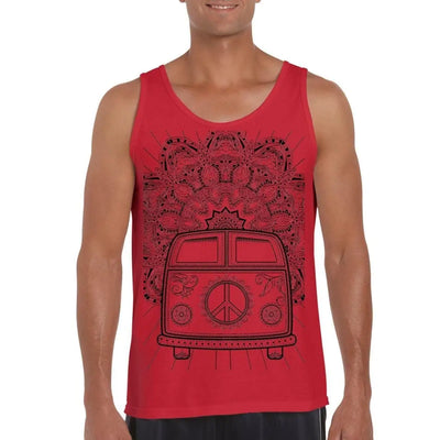 Hippie Van VW Camper Large Print Men's Vest Tank Top M / Red