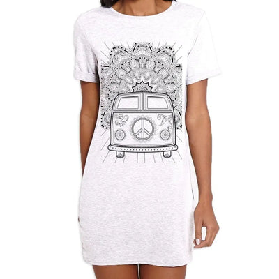 Hippie Van VW Camper Large Print Women's T-Shirt Dress L