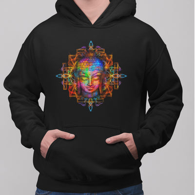Electric Buddha Psychedelic Pullover Pouch Pocket Hoodie