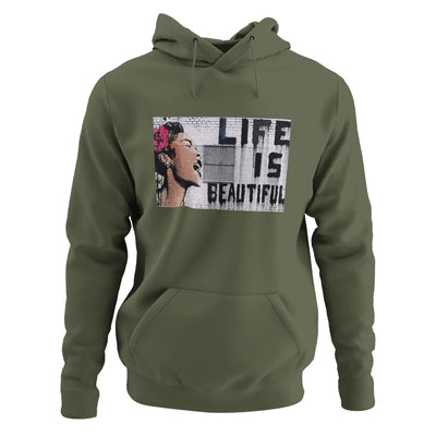 Banksy Life is Beautiful Pouch Pocket Hoodie