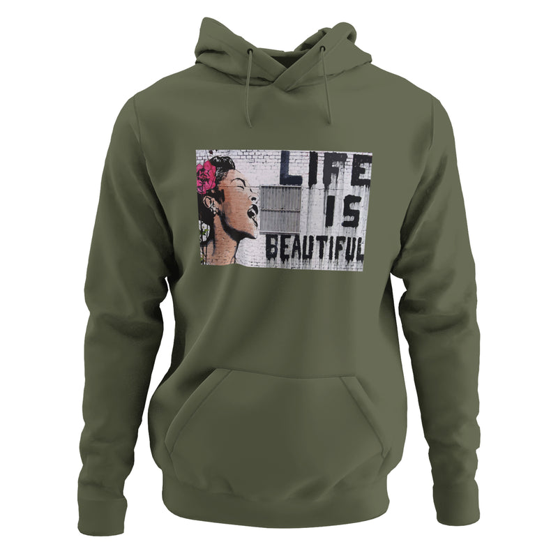 Banksy Life is Beautiful Pouch Pocket Hoodie