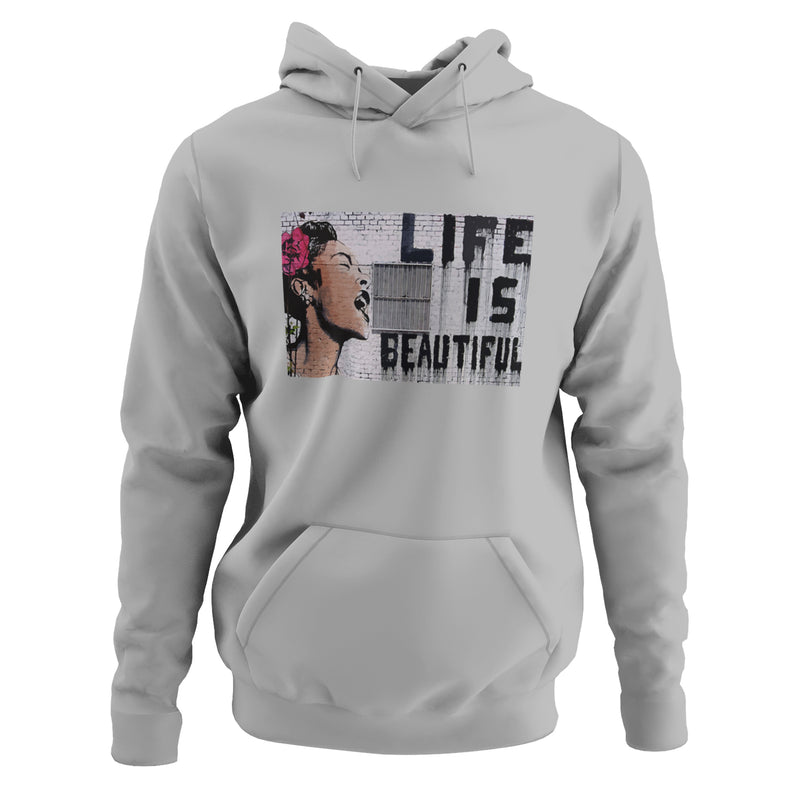 Banksy Life is Beautiful Pouch Pocket Hoodie