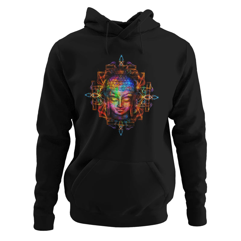 Electric Buddha Psychedelic Pullover Pouch Pocket Hoodie