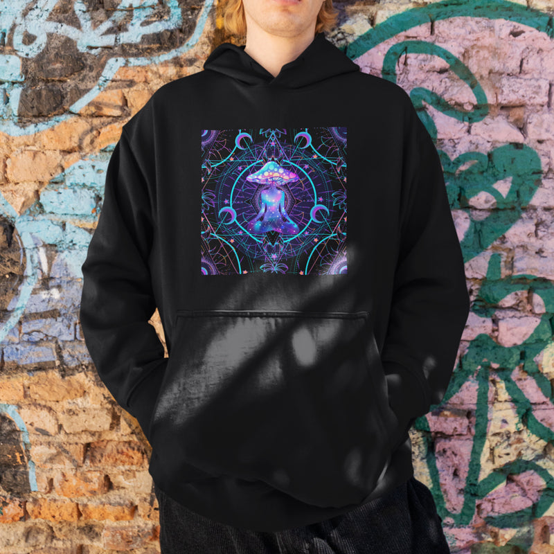 Magic Mushrooms Meditation Psychedelic Pullover Pouch Pocket Hoodie