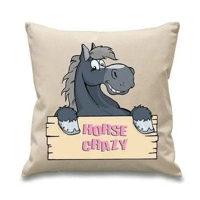 Horse Crazy Sign Sofa Cushion Cream