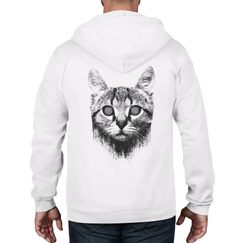 Hypnotized Kitten Cat Full Zip Hoodie 3XL / White