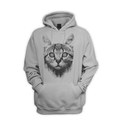 Hypnotized Kitten Cat Men's Pouch Pocket Hoodie Hooded Sweatshirt S / Light Grey
