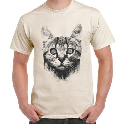 Hypnotized Kitten Cat Men's T-Shirt XXL / Cream