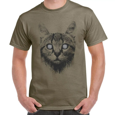 Hypnotized Kitten Cat Men's T-Shirt L / Khaki