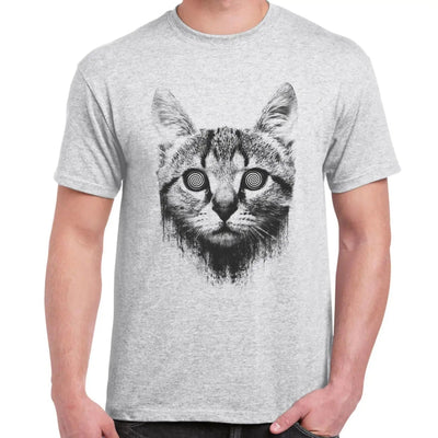 Hypnotized Kitten Cat Men's T-Shirt 3XL / Light Grey