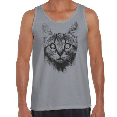 Hypnotized Kitten Cat Men's Tank Vest Top XL / Light Grey