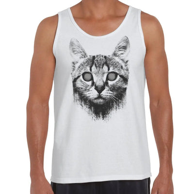 Hypnotized Kitten Cat Men's Tank Vest Top XL / White