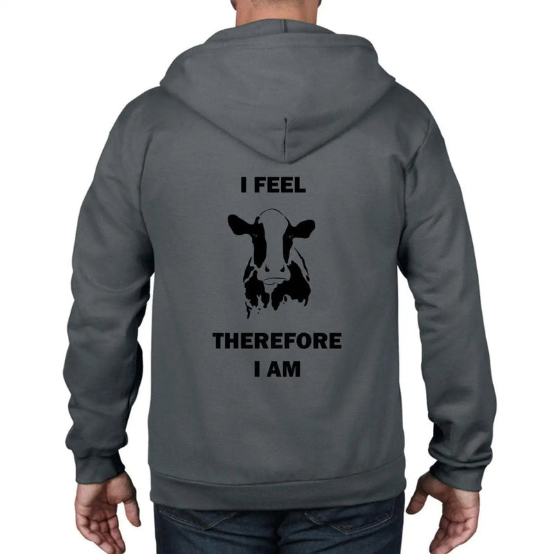 I Feel Therefore I Am Vegetarian Full Zip Hoodie XXL / Charcoal