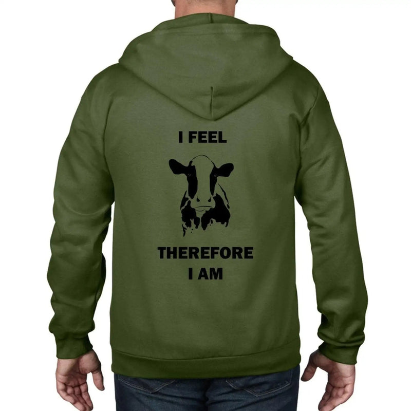 I Feel Therefore I Am Vegetarian Full Zip Hoodie XXL / City Green