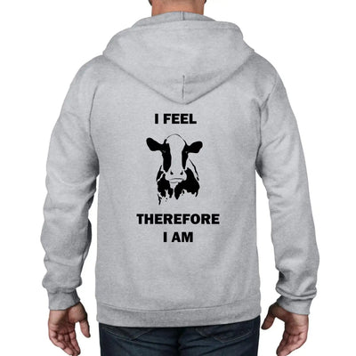 I Feel Therefore I Am Vegetarian Full Zip Hoodie XXL / Light Grey