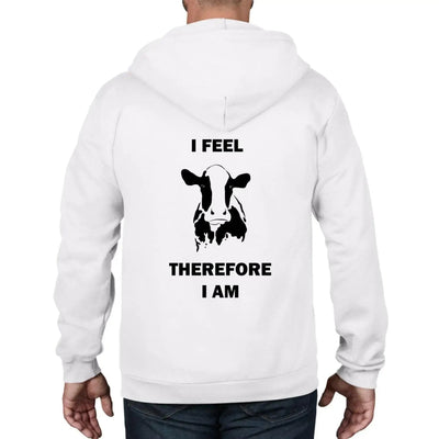 I Feel Therefore I Am Vegetarian Full Zip Hoodie XXL / White