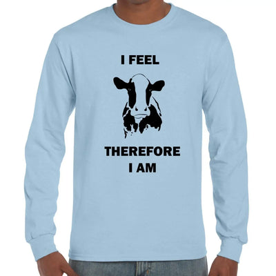 I Feel Therefore I Am Vegetarian Long Sleeve T-Shirt S / Light Blue