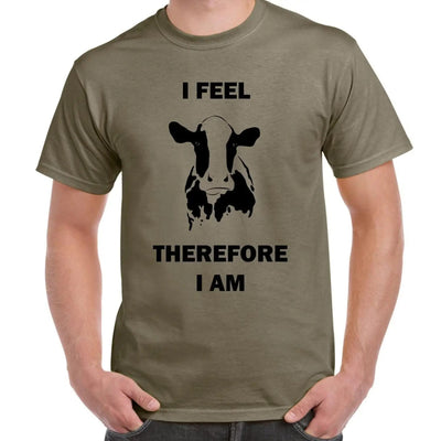 I Feel Therefore I Am Vegetarian Men's T-Shirt XL / Khaki