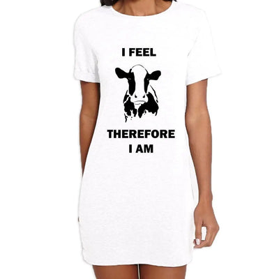 I Feel Therefore I Am Vegetarian Women's T-Shirt Dress XL