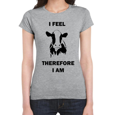 I Feel Therefore I Am Vegetarian Women's T-Shirt XL / Light Grey