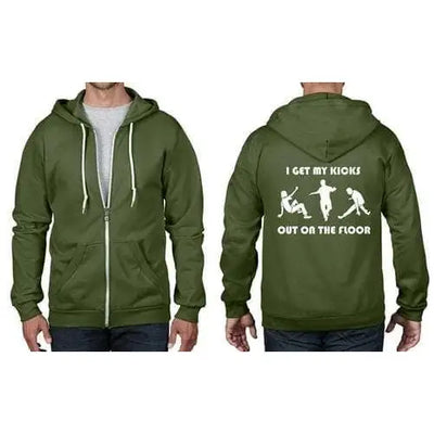 I Get My Kicks Out Northern Soul Full Zip Hoodie XL / Bottle Green