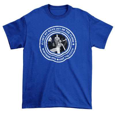 I Get My Kicks Out On The Floor Logo Northern Soul Men's T-Shirt M / Royal Blue