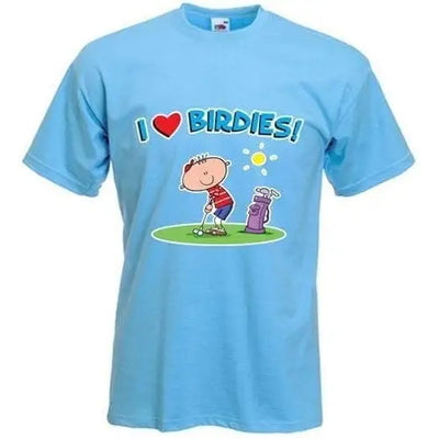 I Love Birdies Golf Mens T-Shirt 3XL / Light Blue