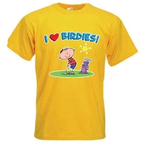 I Love Birdies Golf Mens T-Shirt 3XL / Yellow