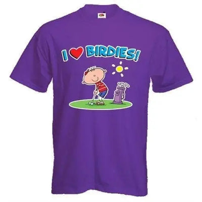 I Love Birdies Golf Mens T-Shirt M / Purple
