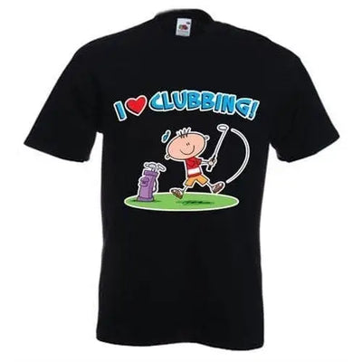 I Love Clubbing Golf Mens T-Shirt Black / M