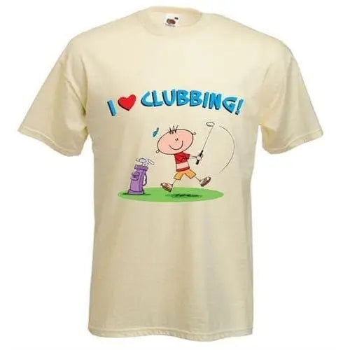 I Love Clubbing Golf Mens T-Shirt Cream / M