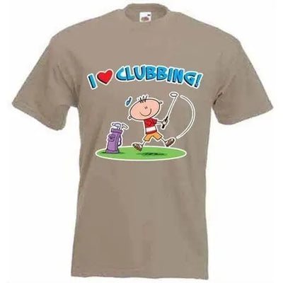 I Love Clubbing Golf Mens T-Shirt Khaki / M