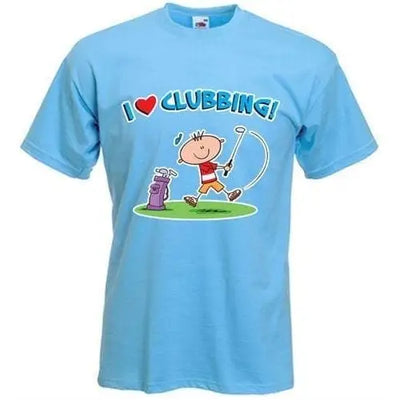 I Love Clubbing Golf Mens T-Shirt Light Blue / M