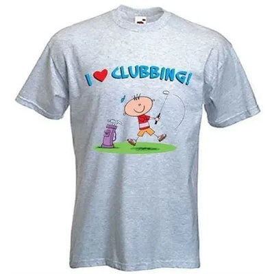 I Love Clubbing Golf Mens T-Shirt Light Grey / M